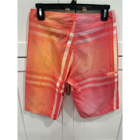 Hurley Boys' Plaid Board Shorts Size 16‎ Orange/White/Black Drawstring Waist - Picture 4 of 5